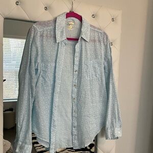 Lilly Pulitzer Seacoast Light Blue Linen Shirt